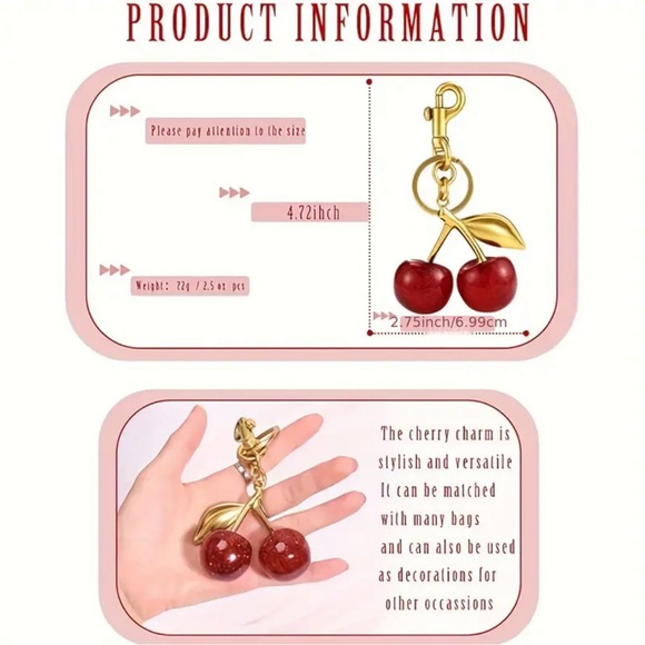 Cherry-Shaped Resin keychain 🍒 - Picture 4 of 7